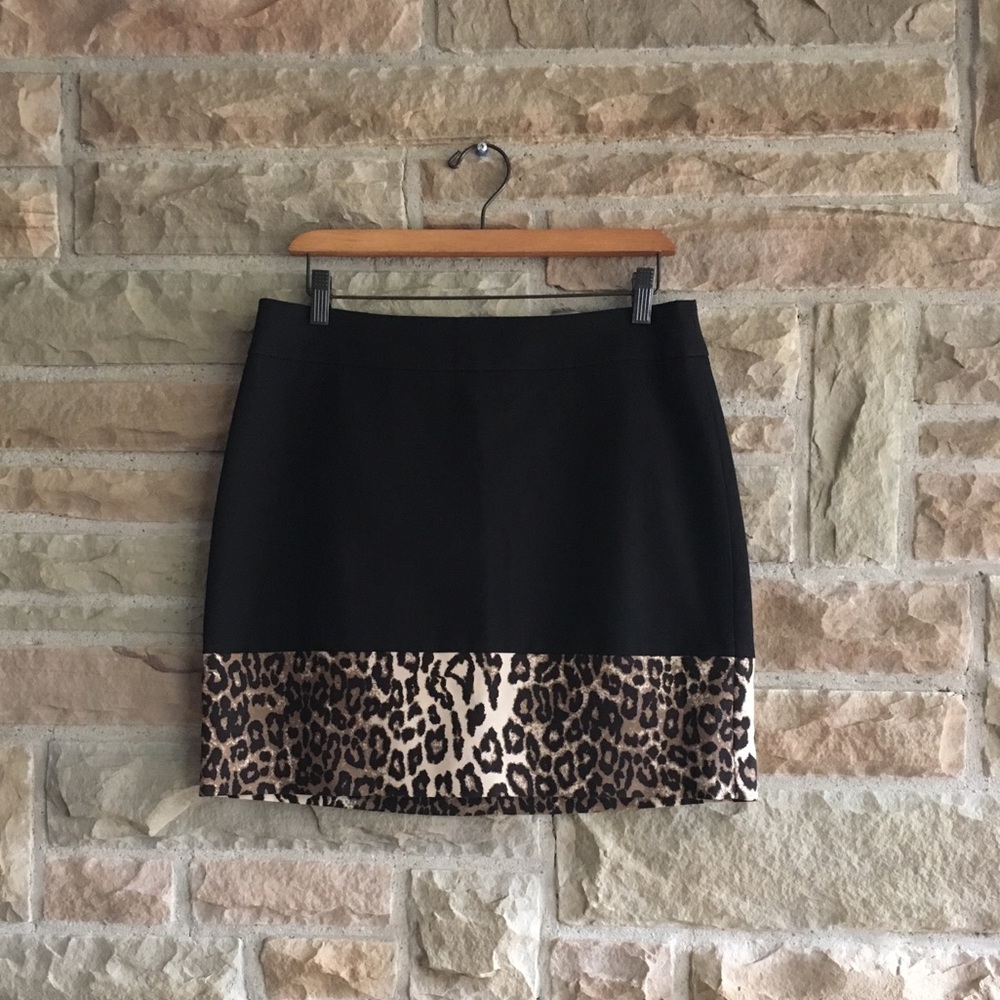 NEW Banana Republic Black & Leopard Skirt Sz 8 NWT